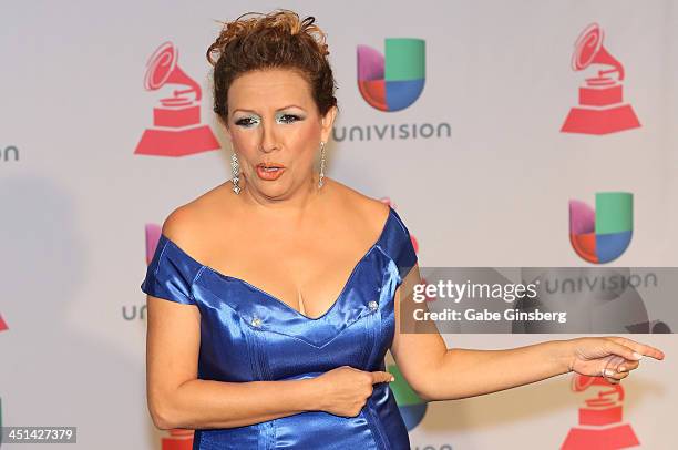 Singer Albita poses in the press room during The 14th Annual Latin GRAMMY Awards at the Mandalay Bay Events Center on November 21, 2013 in Las Vegas,...