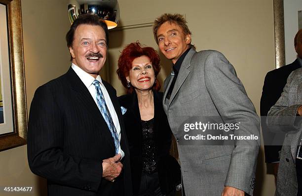 Robert Goulet, Vera Goulet and Barry Manilow during Barry Manilow's Music and Passion - Backstage at The Las Vegas Hilton in Las Vegas, Nevada.