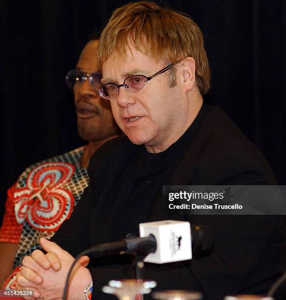 Sir Elton John during The Andre Agassi Charitable Foundation's 7th Grand Slam for Children Fundraiser - Press Conference at The MGM Grand Hotel and...