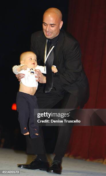 Andre Agassi and son Jaden Gil during The Andre Agassi Charitable Foundation's 7th Grand Slam for Children Fundraiser - Auction at The MGM Grand...