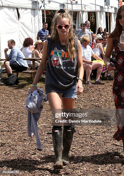 Cressida Bonas attends the Glastonbury Festival at Worthy Farm on June 29, 2014 in Glastonbury, England.