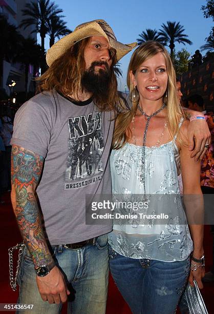 Rob Zombie and Sheri Zombie during Hard Rock Hotel and Casino 10th Anniversary Weekend - Bon Jovi in Concert - Red Carpet Arrivals at The Hard Rock...