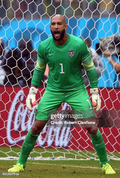 Tim Howard of the United States in action during the 2014 FIFA World Cup Brazil group G match between the United States and Germany at Arena...