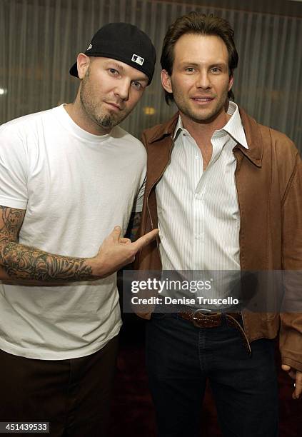 Fred Durst and Christian Slater during Grand Opening of Caramel and Pre-Party Dinner for the One-Year Anniversary of LIGHT at The Bellagio at Caramel...
