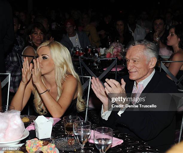 Crystal Harris and Hugh Hefner attends the 50th Annual Playmate of the Year at Palms Casino Resort on May 2, 2009 in Las Vegas, Nevada.