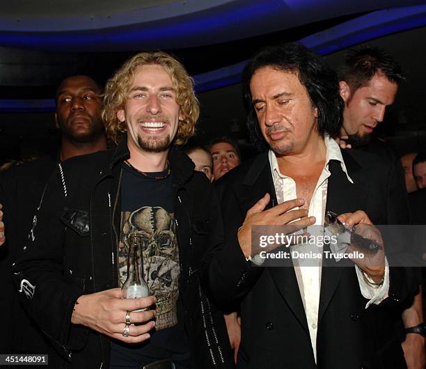 Chad Kroeger and Gene Simmons during Gene Simmons' Birthday Party - August 25, 2005 at The Palms Hotel and Casino Resort in Las Vegas, Nevada.