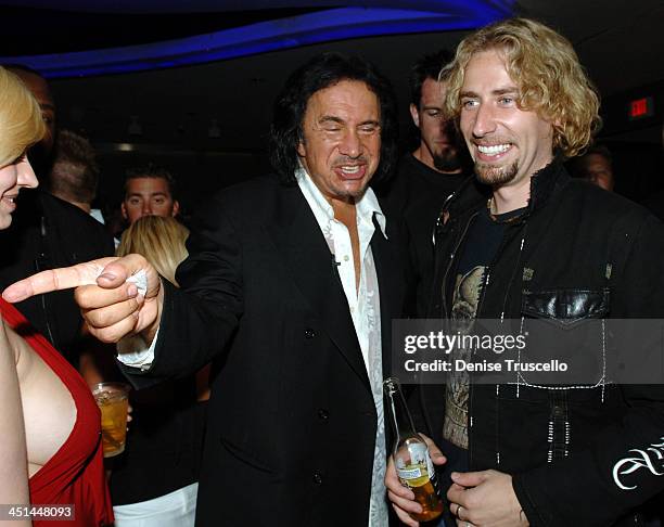 Gene Simmons and Chad Kroeger during Gene Simmons' Birthday Party - August 25, 2005 at The Palms Hotel and Casino Resort in Las Vegas, Nevada.