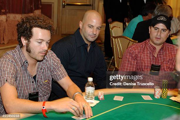 Danny Masterson, Bob Mancari and Andrew Sasson during The Light Group Hosts Bob Mancari's All In Weekend Poker Tournement at The Bellagio Hotel and...