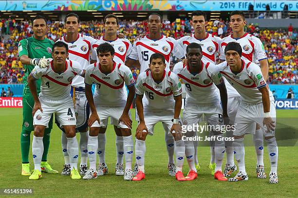 Costa Rica pose for a team photo prior to the 2014 FIFA World Cup Brazil Round of 16 match between Costa Rica and Greece at Arena Pernambuco on June...