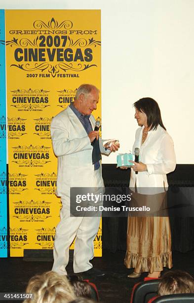 Jerry Weintraub and Robin Greenspun during Jerry Weintraub Recieved The Vanguard Award at The Brenden Theatres at The Palms Hotel and Casino - A...