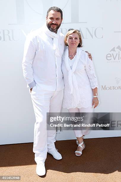 Journalist Bruce Toussaint and his wife Catherine attend the 'Brunch Blanc' hosted by Barriere Group. Held on Yacht 'Excellence' on June 29, 2014 in...