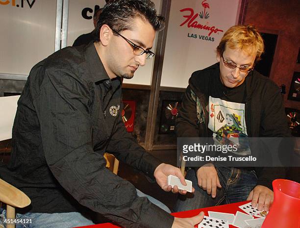 Antonio Esfandiari and Phil Laak during Vh1 Celebrity Poker Tournament at The Flamingo Hotel and Casino Resort in Las Vegas, Nevada.