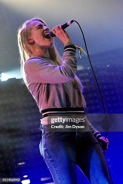 Hannah Reid of London Grammar performs on the John Peel Stage during day three of the Glastonbury Festival at Worthy Farm in Pilton on June 29, 2014...