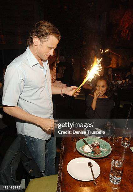 David Moscow and Kerry Washington during Raven Symone's 21st Birthday Diner at Tao Asian Bistro at The Venetian Hotel and Casino Resort at Tao Asian...