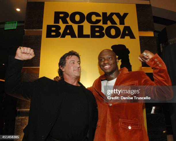 Sylvester Stallone and Antonio Tarver during Rocky Balboa Las Vegas Premiere - Red Carpet Arrivals at The Aladdin/Planet Hollywood Hotel and Casino...