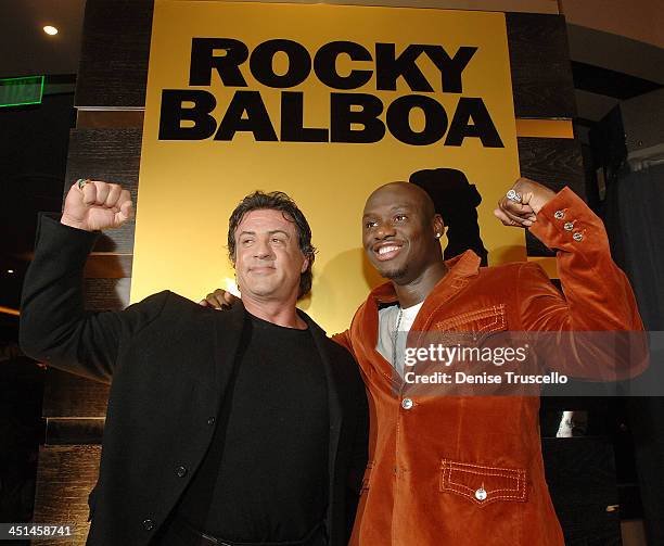 Sylvester Stallone and Antonio Tarver during Rocky Balboa Las Vegas Premiere - Red Carpet Arrivals at The Aladdin/Planet Hollywood Hotel and Casino...