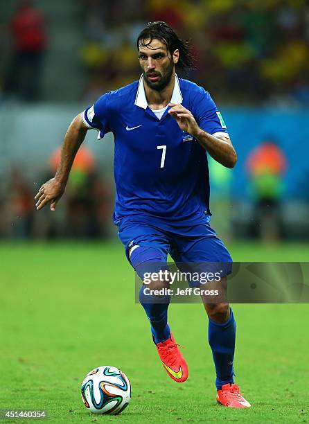 Giorgos Samaras of Greece controls the ball during the 2014 FIFA World Cup Brazil Round of 16 match between Costa Rica and Greece at Arena Pernambuco...