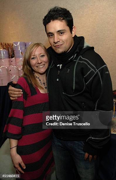Actor Jesse Garcia and guest visit the Iconix Gifting for a Cause Suite produced by Backstage Creations on January 21, 2008 in Park City, Utah.