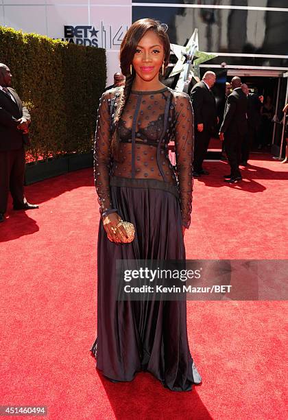 Singer-songwriter Tiwa Savage attends the BET AWARDS '14 at Nokia Theatre L.A. LIVE on June 29, 2014 in Los Angeles, California.