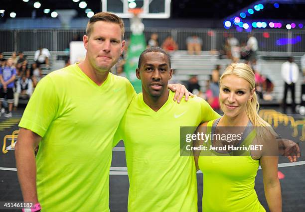 Trainers Joe Barton, Trey Lee and Kristin Brand attend the Sprite Court during the 2014 BET Experience At L.A. LIVE on June 29, 2014 in Los Angeles,...