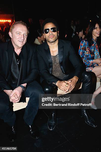 Kering Francois Henri Pinault and singer Lenny Kravitz attend the Saint Laurent show as part of the Paris Fashion Week Menswear Spring/Summer 2015 on...