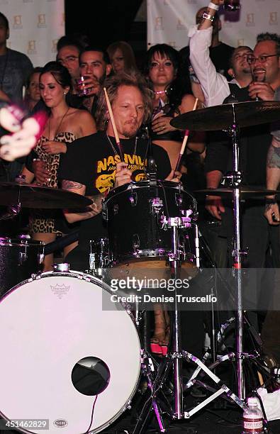 Matt Sorum performs with Darling Stilettos at Jet Nightclub at The Mirage on October 2, 2009 in Las Vegas, Nevada.