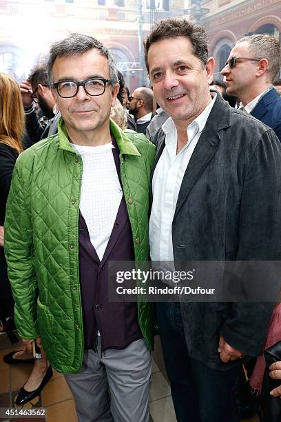 Artist Fabrice Hybert and President of the Palais de Tokyo Jean de Loisy attend the Lanvin show as part of the Paris Fashion Week Menswear...