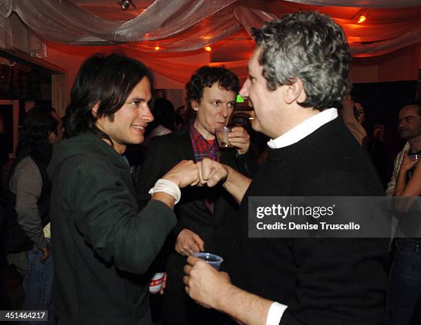 Gael Garcia Benal, Michel Gondry and guest during 2006 Park City - Levi's Dry Goods - The Science Of Sleep After Party at Levi's Dry Goods, Main...