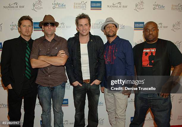 Members of Sugar Ray, Bass player Murphy Karges, drum player Stan Frazier, singer Mark McGrath, guitar player Rodney Sheppard and DJ Craig Bullock...