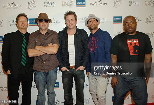 Members of Sugar Ray, Bass player Murphy Karges, drum player Stan Frazier, singer Mark McGrath, guitar player Rodney Sheppard and DJ Craig Bullock...