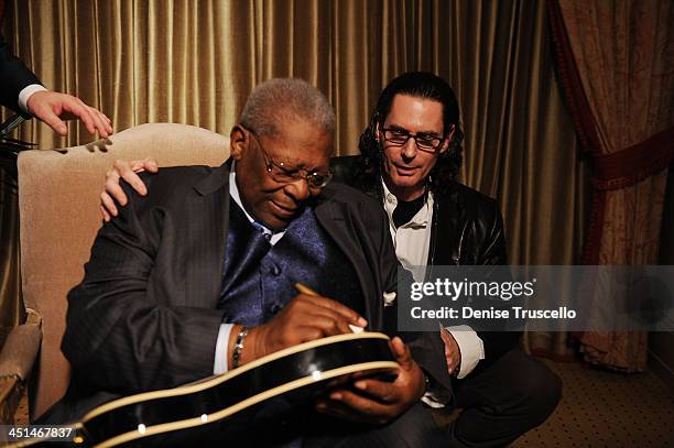 King and David Saltz before the grand opening of B.B. Kings Blues Club at The Mirage on December 11, 2009 in Las Vegas, Nevada.