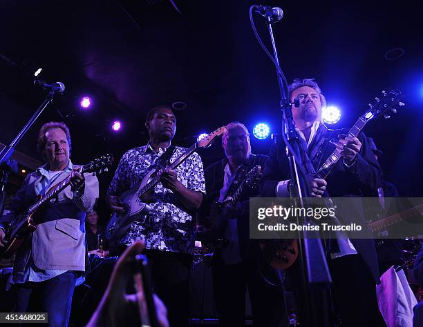 Lee Ritenour, Robert Cray, Steve Cropper and Lee Roy Parnell performs at the grand opening of B.B. Kings Blues Club at The Mirage on December 11,...