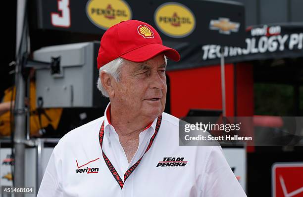 Team owner Roger Penske waits on the track during the Verizon IndyCar Series Shell and Pennzoil Grand Prix of Houston Race at NRG Park on June 29,...