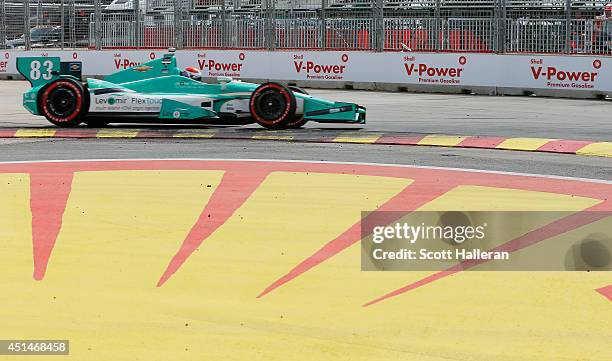 Charlie Kimball, driver of the Levemir FlexTouch Dallara Chevrolet, races during the Verizon IndyCar Series Shell and Pennzoil Grand Prix of Houston...