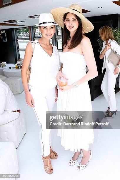 Dancer Alexandra Cardinale and actress Frederique Bel attend the 'Brunch Blanc' hosted by Barriere Group. Held on Yacht 'Excellence' on June 29, 2014...