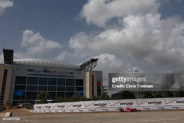 Tony Kanaan of Brazil drives the Target Chip Ganassi Dallara Chevrolet during the Verizon IndyCar Series Shell and Pennzoil Grand Prix Of Houston...