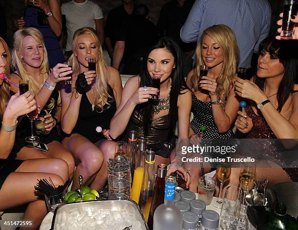 Jessica Hall, Amy Lynn Dover, Jayde Nicole, Kelly Carrington and Setorii Pond celebrates Jayde Nicole's birthday at Eve Nightclub on February 5, 2010...
