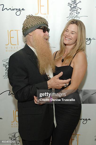Musican Billy Gibbons and his wife Gilligan Gibbons arrive at Slash's birthday party at JET Nightclub at the Mirage Hotel and Casino on July 24, 2008...