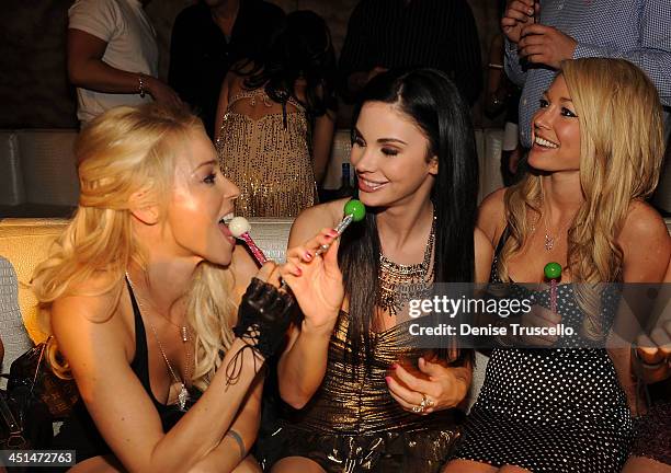 Amy Lynn Dover, Jayde Nicole and Kelly Carrington celebrates Jayde Nicole's birthday at Eve Nightclub on February 5, 2010 in Las Vegas, Nevada.