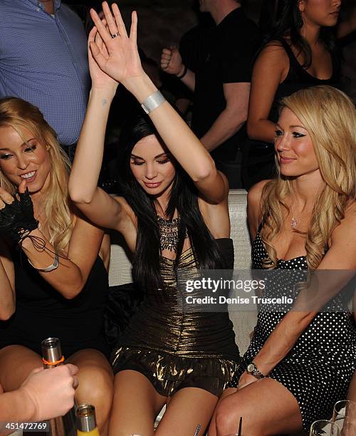 Amy Lynn Dover, Jayde Nicole and Kelly Carrington celebrates Jayde Nicole's birthday at Eve Nightclub on February 5, 2010 in Las Vegas, Nevada.