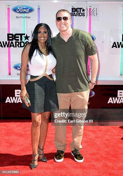 Actor Gary Owen and Kenya Duke attend the BET AWARDS '14 at Nokia Theatre L.A. LIVE on June 29, 2014 in Los Angeles, California.