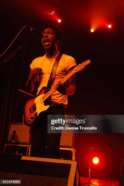 Kele Okereke of Bloc Party during Bloc Party in Concert at The Joint in The Hard Rock Hotel and Casino Resort at The Joint in The Hard Rock Hotel and...