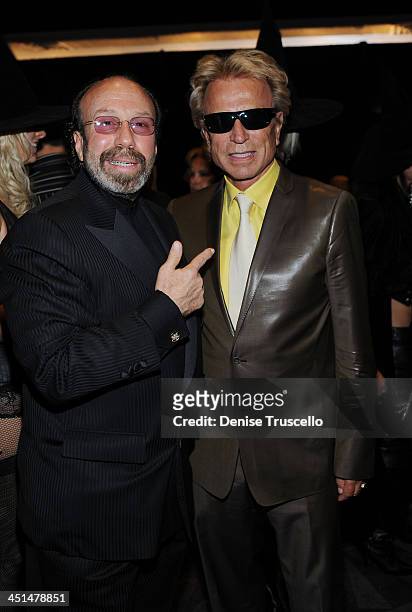 Bernie Yuman and Siegfried Fischbacher attend the Gala Premiere of Criss Angel Believe by Cirque Du Soleil at the Luxor Hotel and Casino on October...
