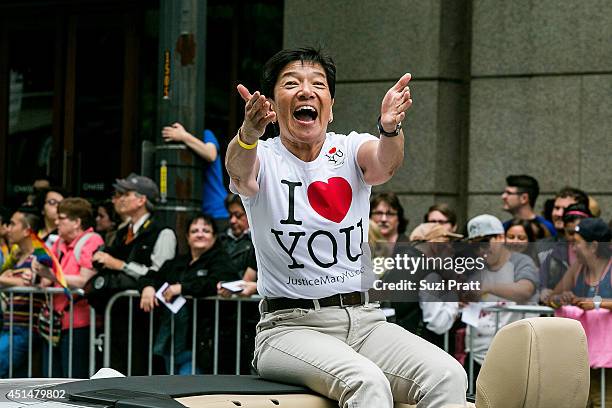 Associate Justice of the Washington Supreme Court Mary Yu makes an apperance in the 40th annual Seattle Pride Parade on June 29, 2014 in Seattle,...