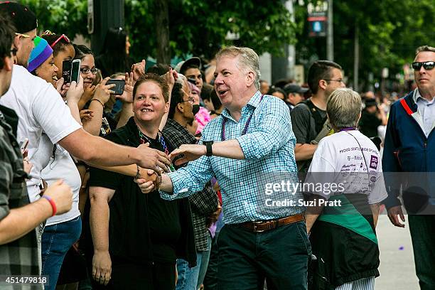 Seattle Mayor Ed Murray makes an apperance in the 40th annual Seattle Pride Parade on June 29, 2014 in Seattle, Washington.