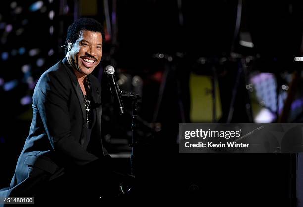 Singer Lionel Richie performs onstage during the BET AWARDS '14 at Nokia Theatre L.A. LIVE on June 29, 2014 in Los Angeles, California.