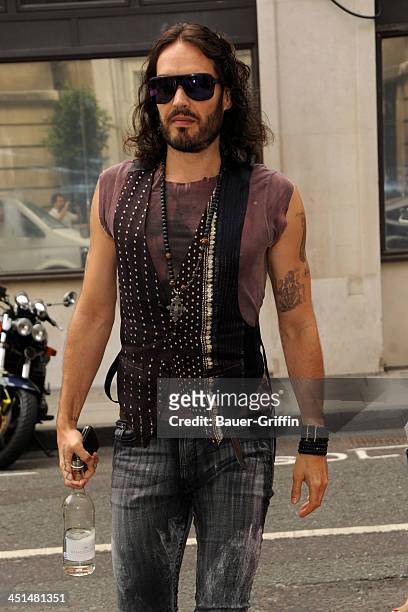 Russell Brand is seen on June 20, 2013 in London, United Kingdom.