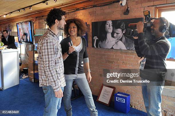 Actor David Alpay and Arisa Cox visit the Nivea Lounge at Island Def Jam House of Hype Hospitality Suite on January 17, 2009 in Park City, Utah.