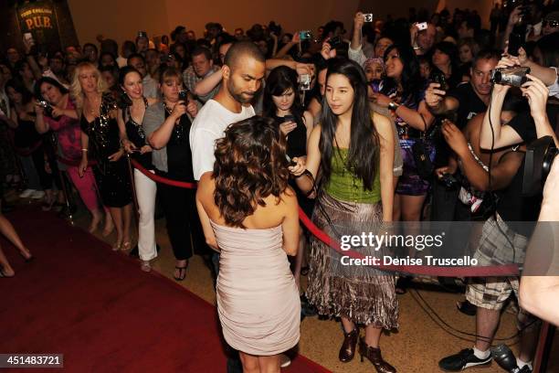 Tony Parker and Eva Longoria Parker arrive at Eve Nightclub at Crystals at CityCenter on May 29, 2010 in Las Vegas, Nevada.