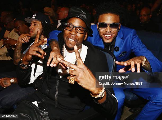 Rapper 2 Chainz and singer August Alsina attends the BET AWARDS '14 at Nokia Theatre L.A. LIVE on June 29, 2014 in Los Angeles, California.